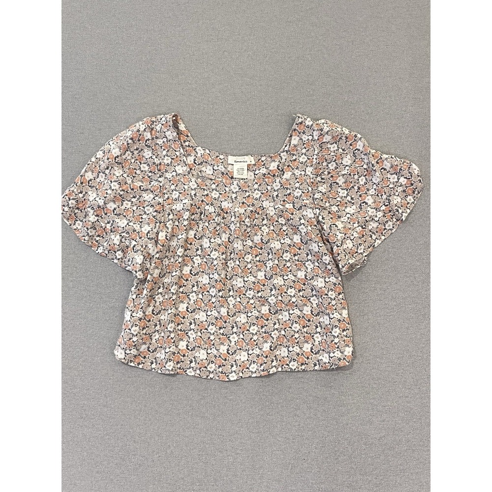 Urban Romantics Boho Blouse Flowy‎ Short Sleeve Lightweight Neutral Print Medium